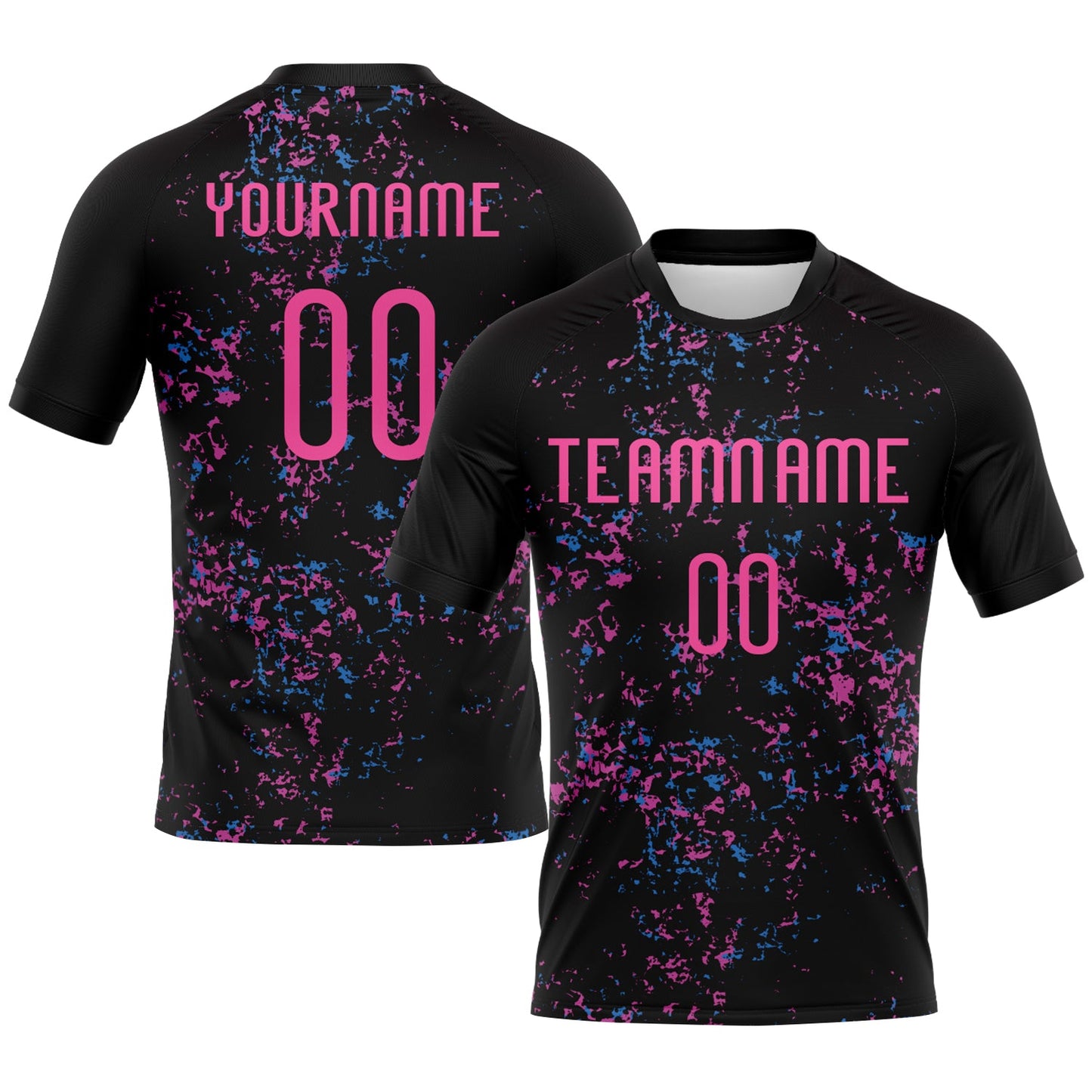 Custom Black Pink-Light Blue Abstract Fragment Art Sublimation Volleyball Uniform Jersey - Main View