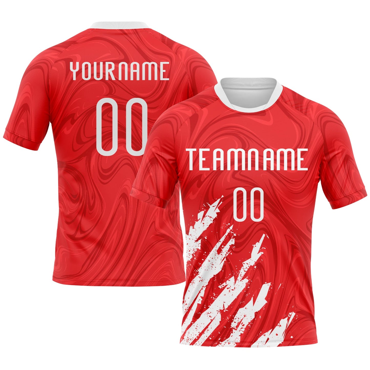 Custom Red White Abstract Fragment Art Sublimation Volleyball Uniform Jersey - Main View