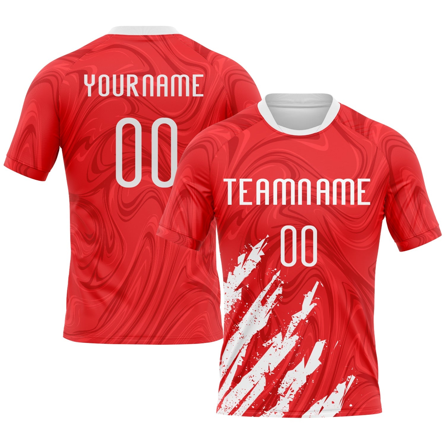 Custom Red White Abstract Fragment Art Sublimation Volleyball Uniform Jersey - Main View