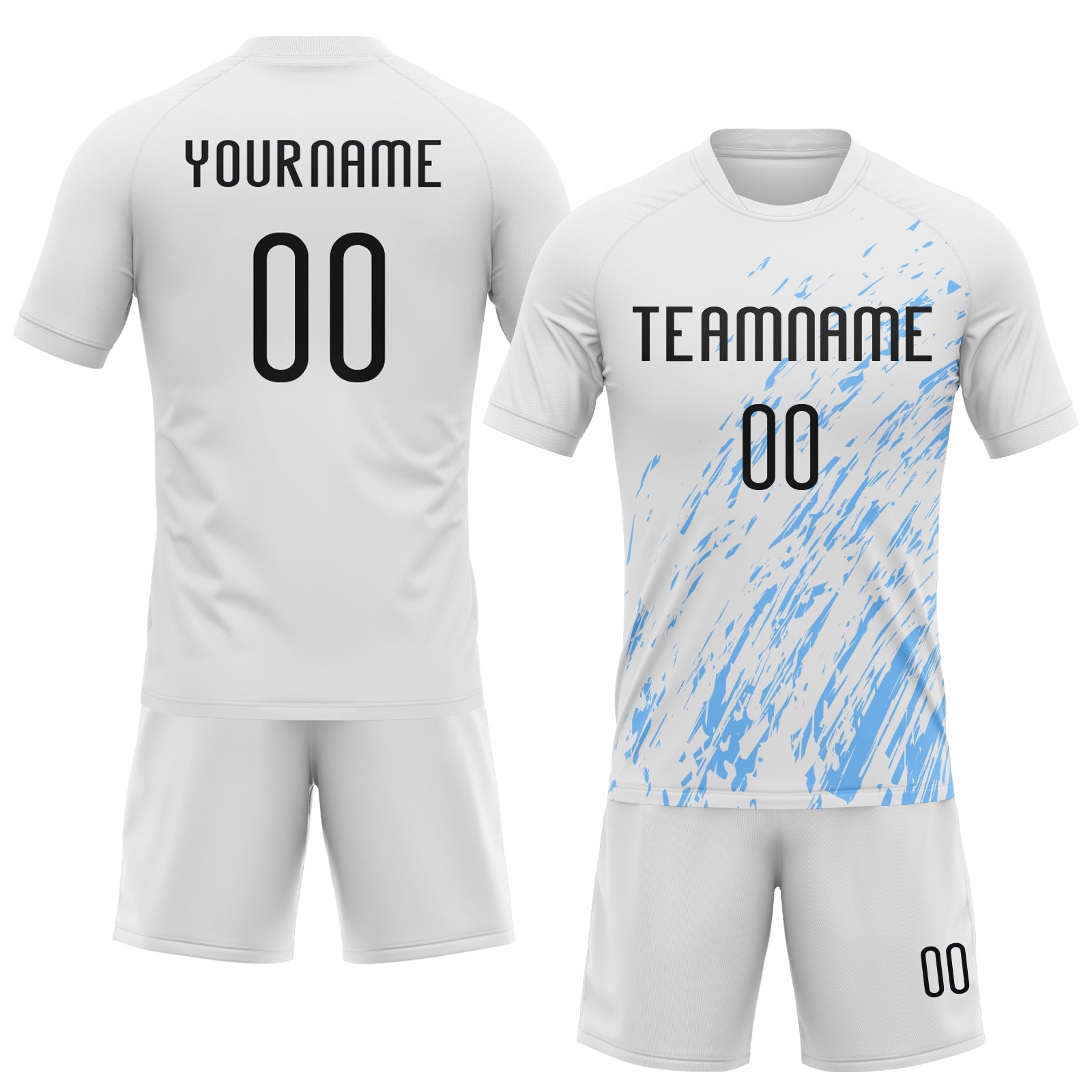 Custom White Black-Light Blue Splash Sublimation Volleyball Uniform Jersey view 2