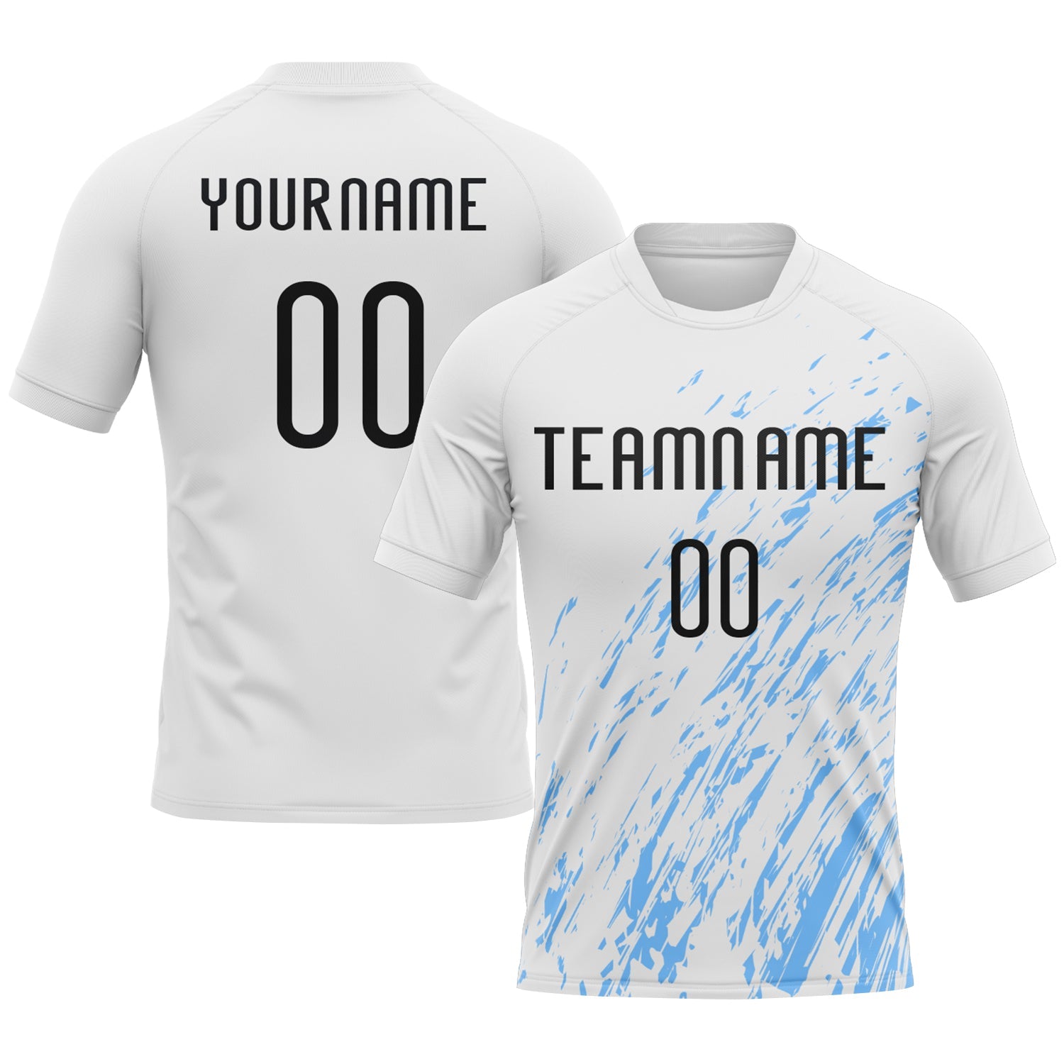 Custom White Black-Light Blue Splash Sublimation Volleyball Uniform Jersey - Main View