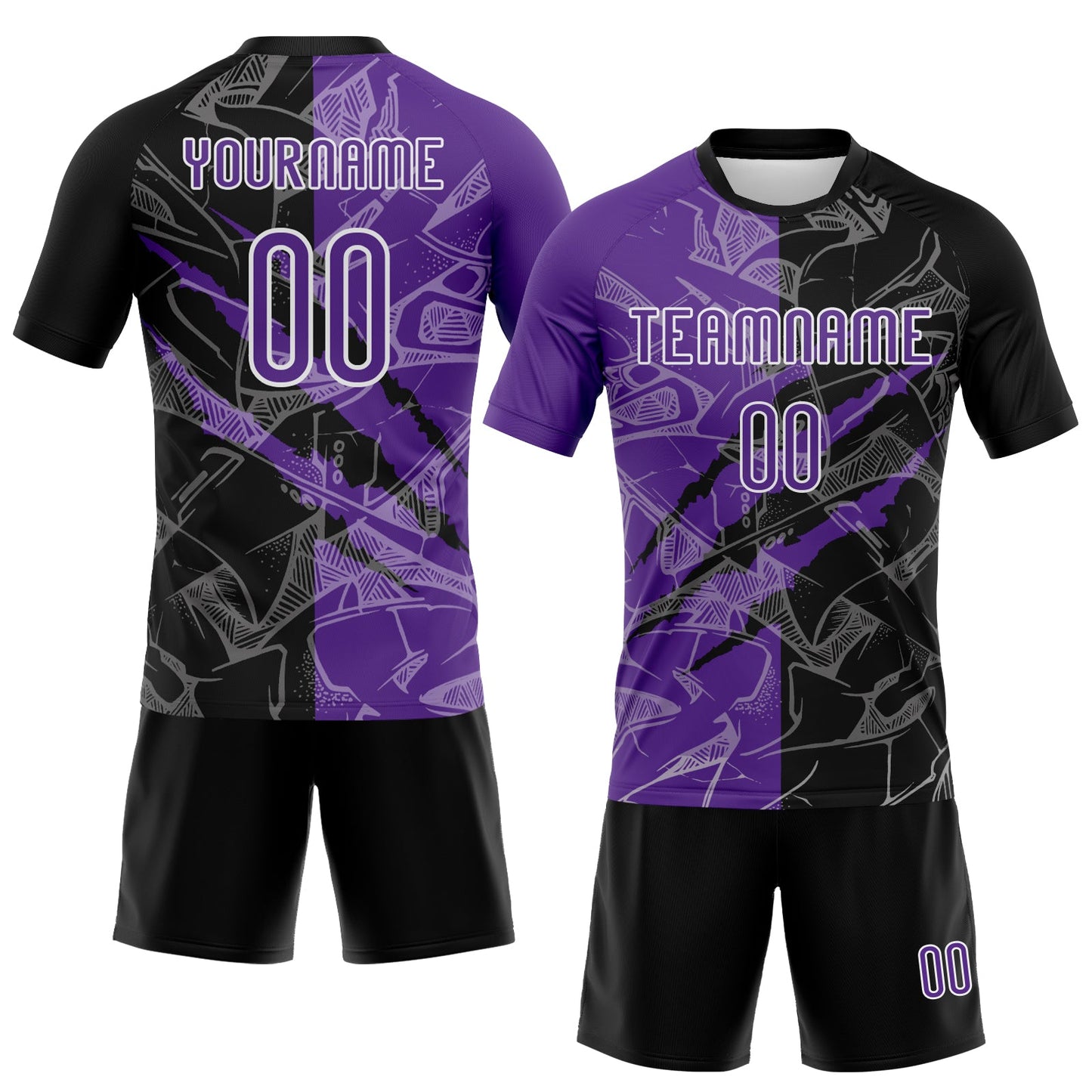 Custom Graffiti Pattern Purple-Black Scratch Sublimation Volleyball Uniform Jersey view 2