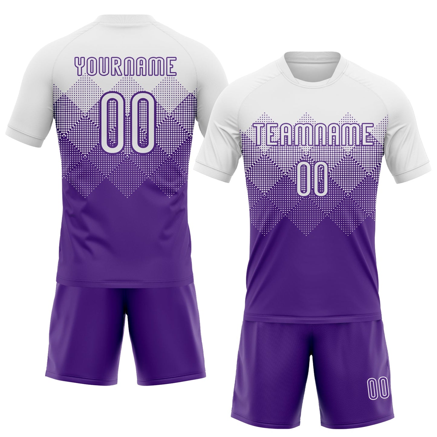 Custom Purple White Geometric Shape Sublimation Volleyball Uniform Jersey view 2