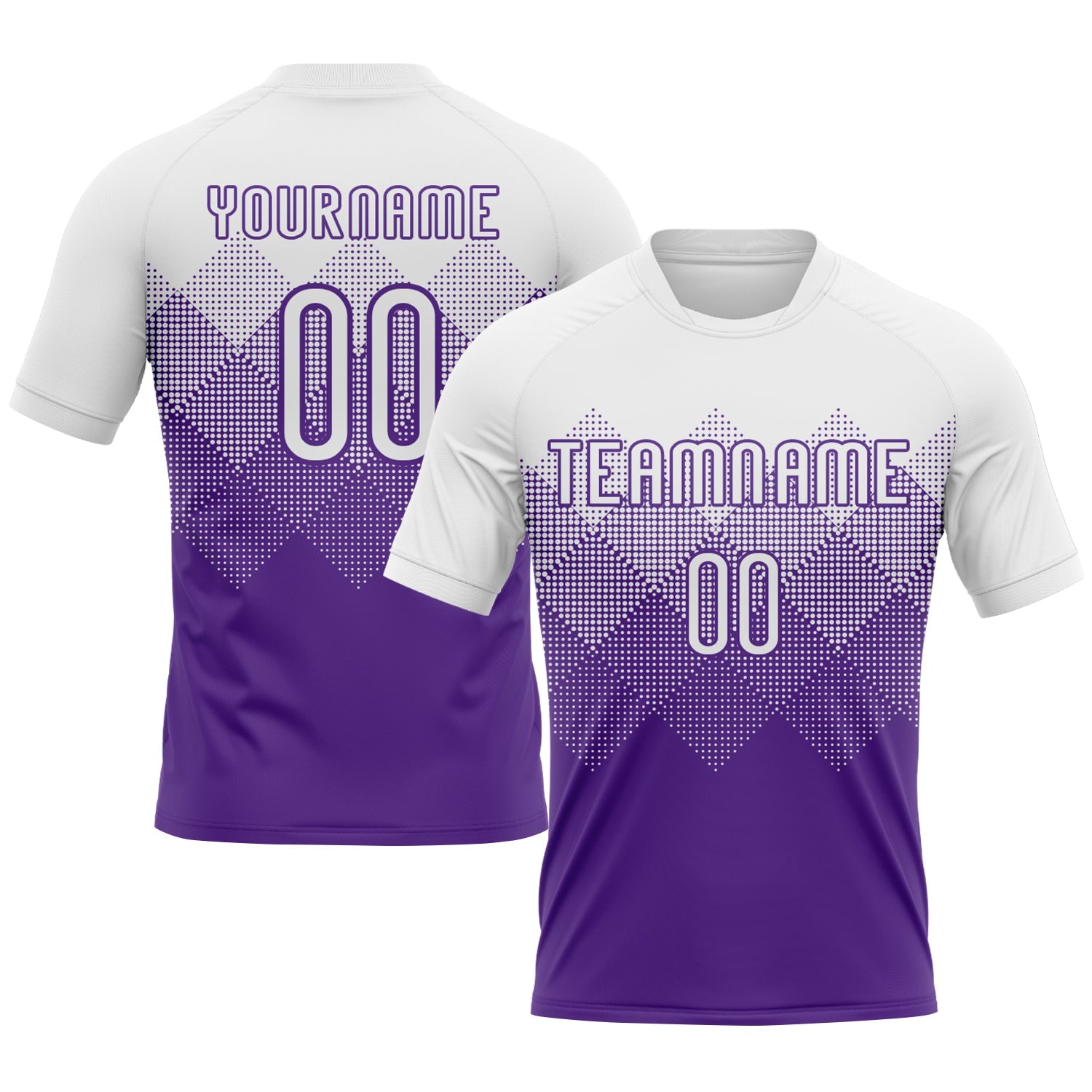 Custom Purple White Geometric Shape Sublimation Volleyball Uniform Jersey - Main View