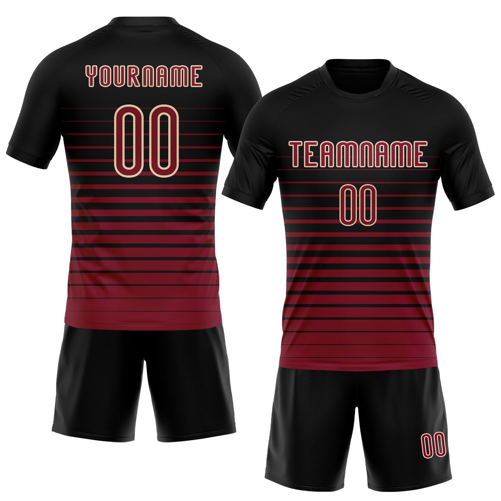 Custom Black Maroon-Cream Pinstripe Fade Fashion Sublimation Volleyball Uniform Jersey view 2