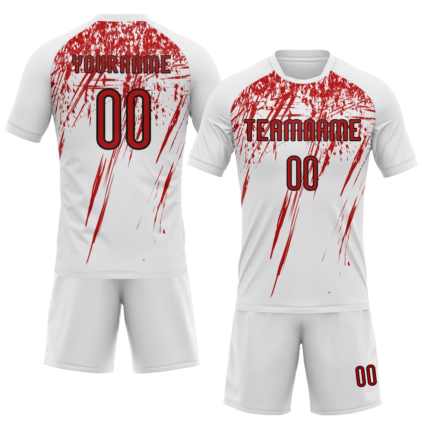 Custom White Red-Black Splash Sublimation Volleyball Uniform Jersey view 2