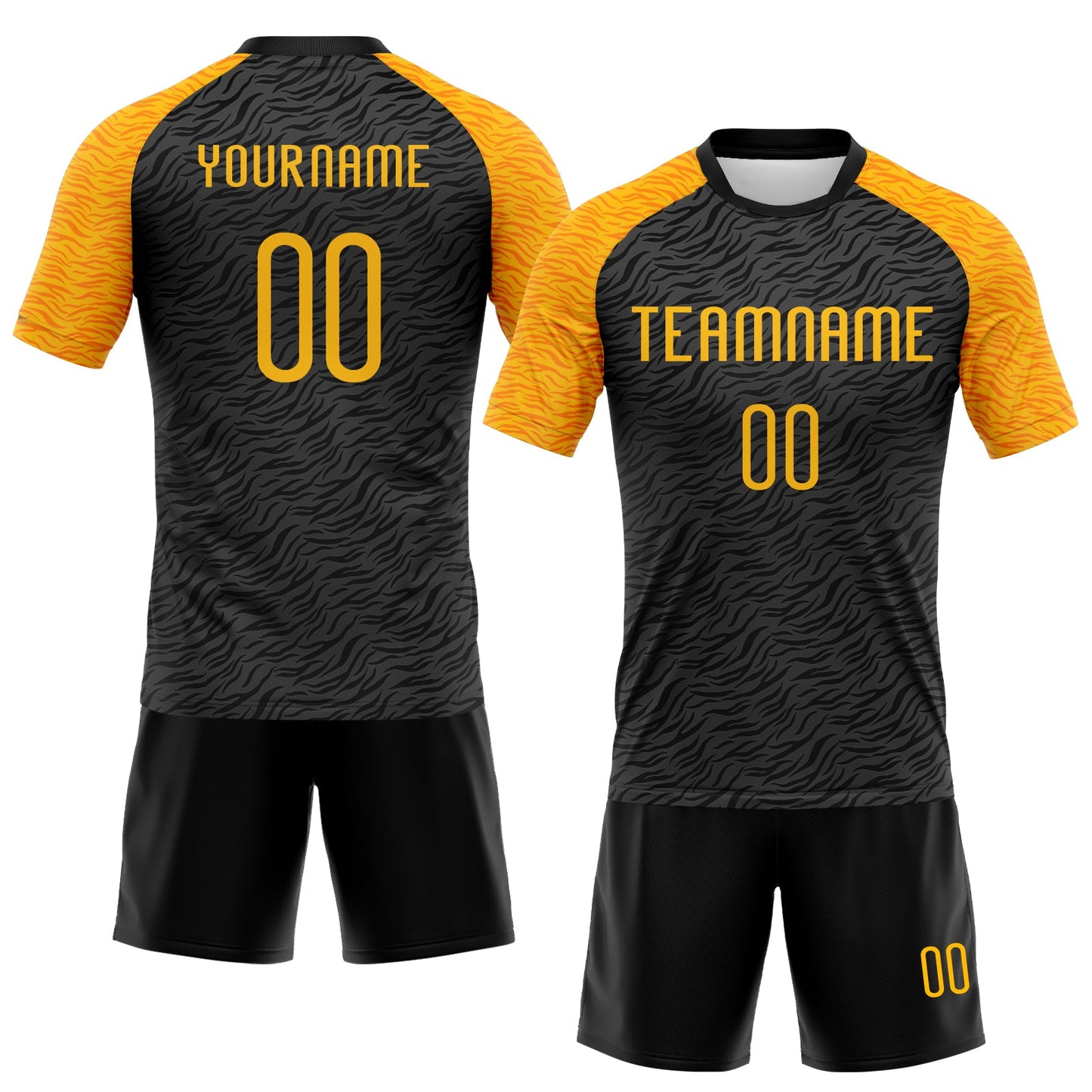 Custom Black Gold Animal Print Sublimation Volleyball Uniform Jersey view 2