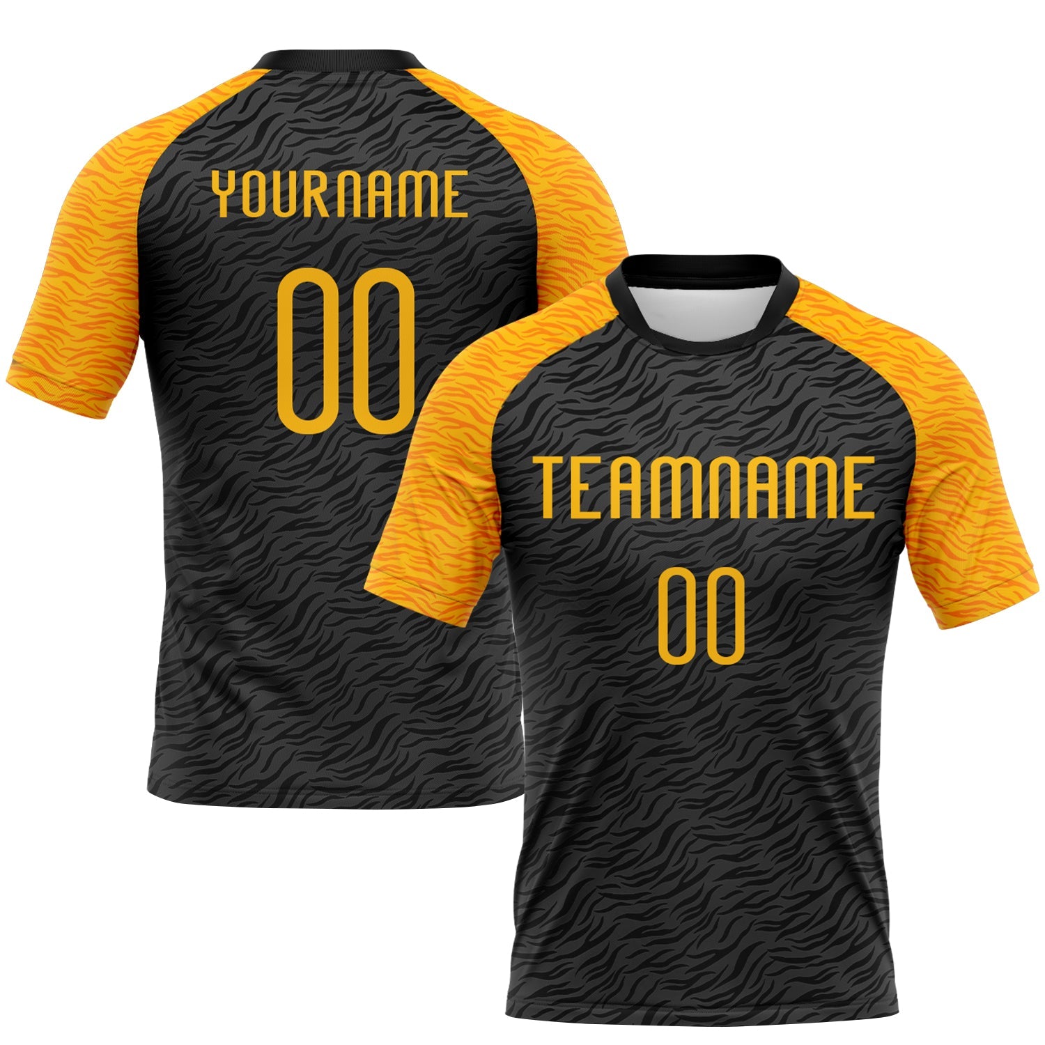 Custom Black Gold Animal Print Sublimation Volleyball Uniform Jersey - Main View
