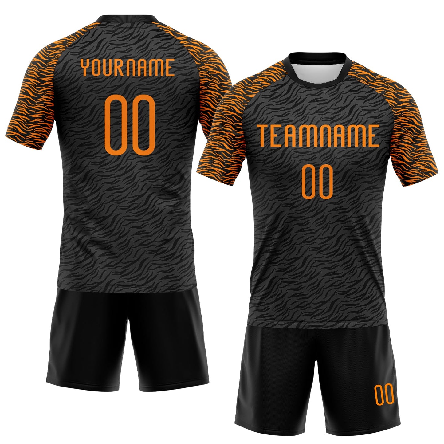 Custom Black Bay Orange Animal Print Sublimation Volleyball Uniform Jersey view 2