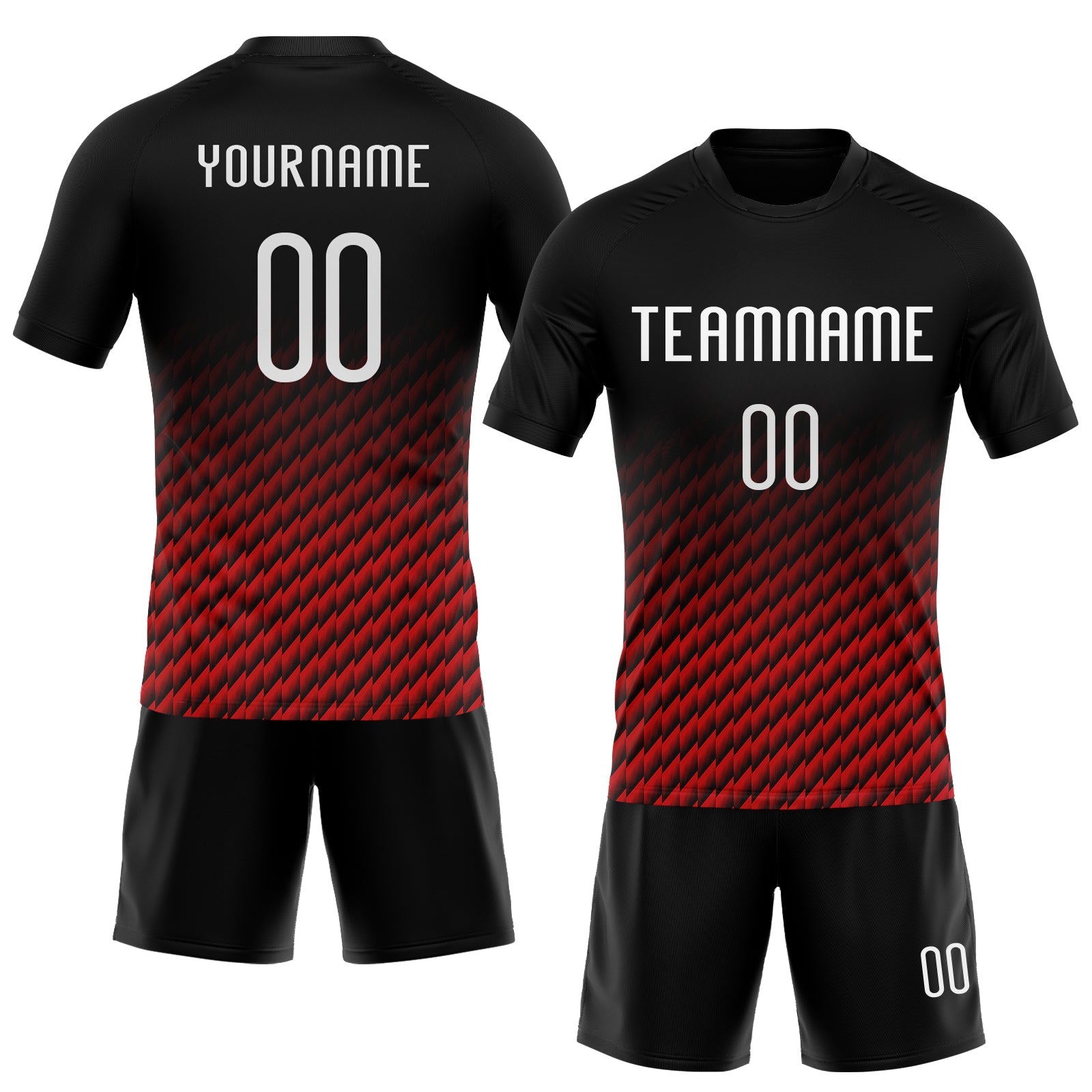 Custom Black White-Red Geometric Shape Sublimation Volleyball Uniform Jersey view 2