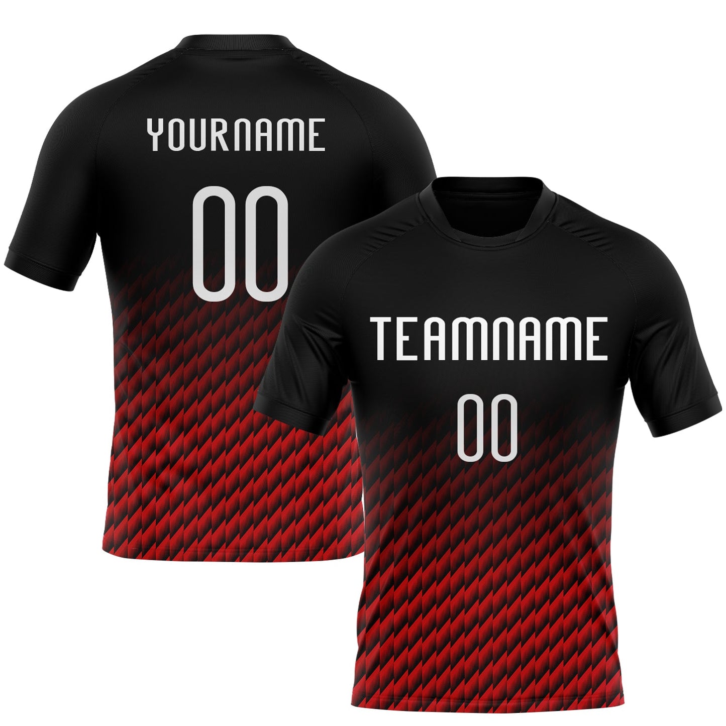 Custom Black White-Red Geometric Shape Sublimation Volleyball Uniform Jersey - Main View