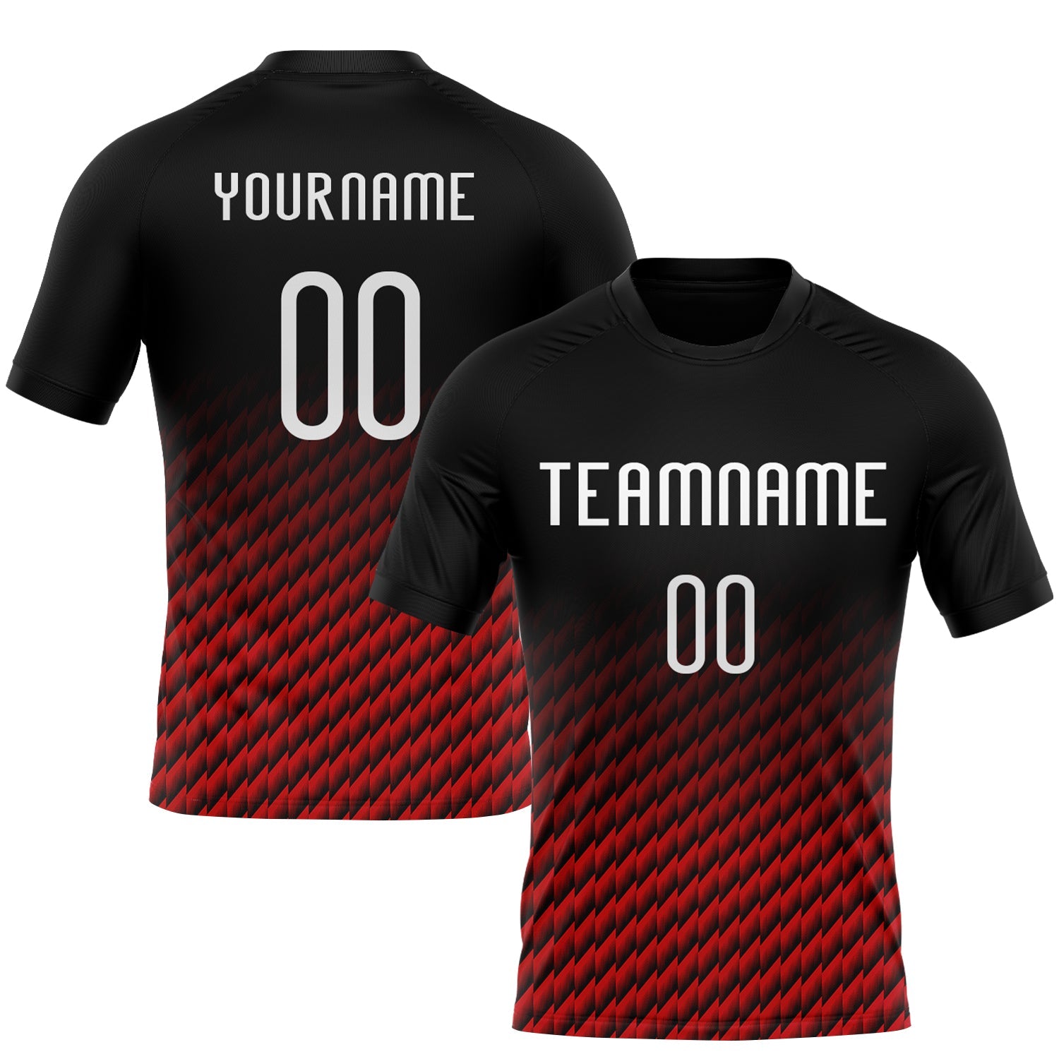Custom Black White-Red Geometric Shape Sublimation Volleyball Uniform Jersey - Main View