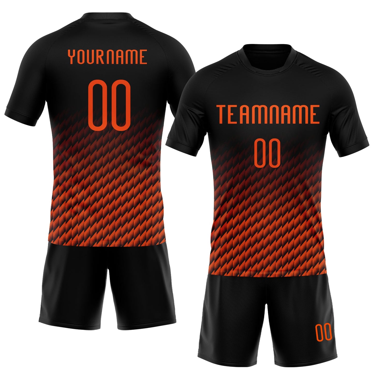 Custom Black Orange Geometric Shape Sublimation Volleyball Uniform Jersey view 2