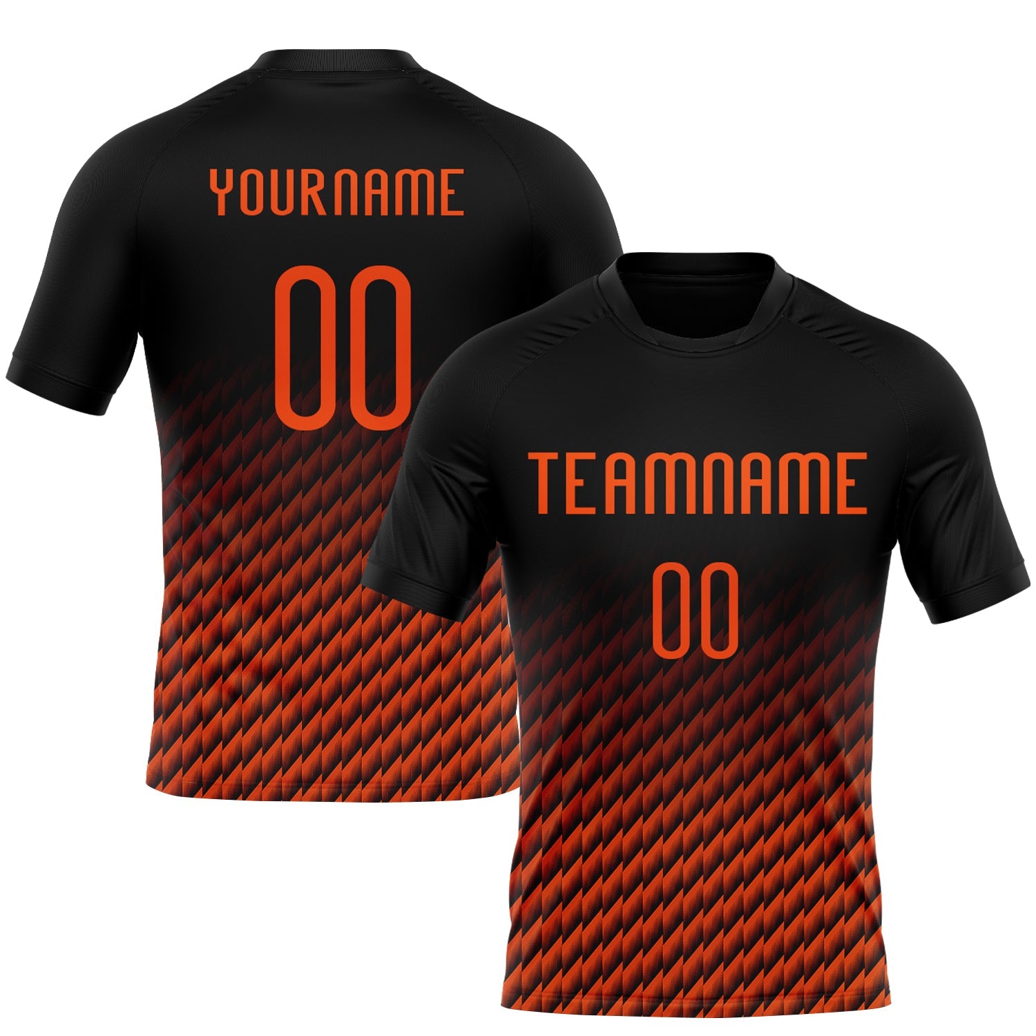 Custom Black Orange Geometric Shape Sublimation Volleyball Uniform Jersey - Main View