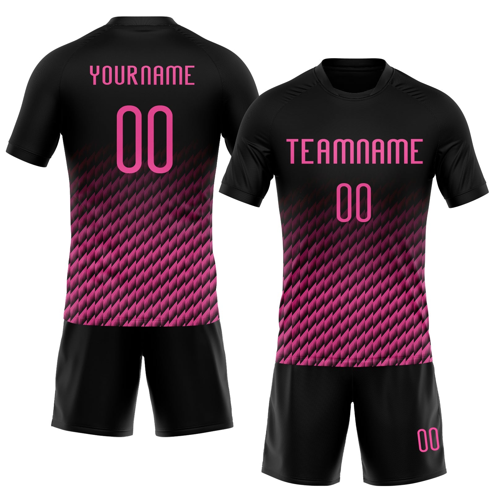 Custom Black Pink Geometric Shape Sublimation Volleyball Uniform Jersey view 2