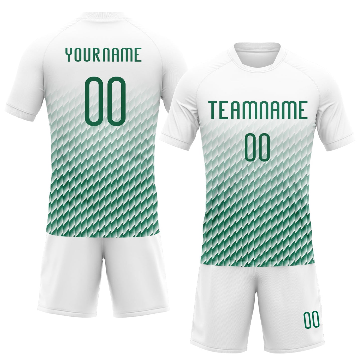 Custom White Kelly Green Geometric Shape Sublimation Volleyball Uniform Jersey view 2