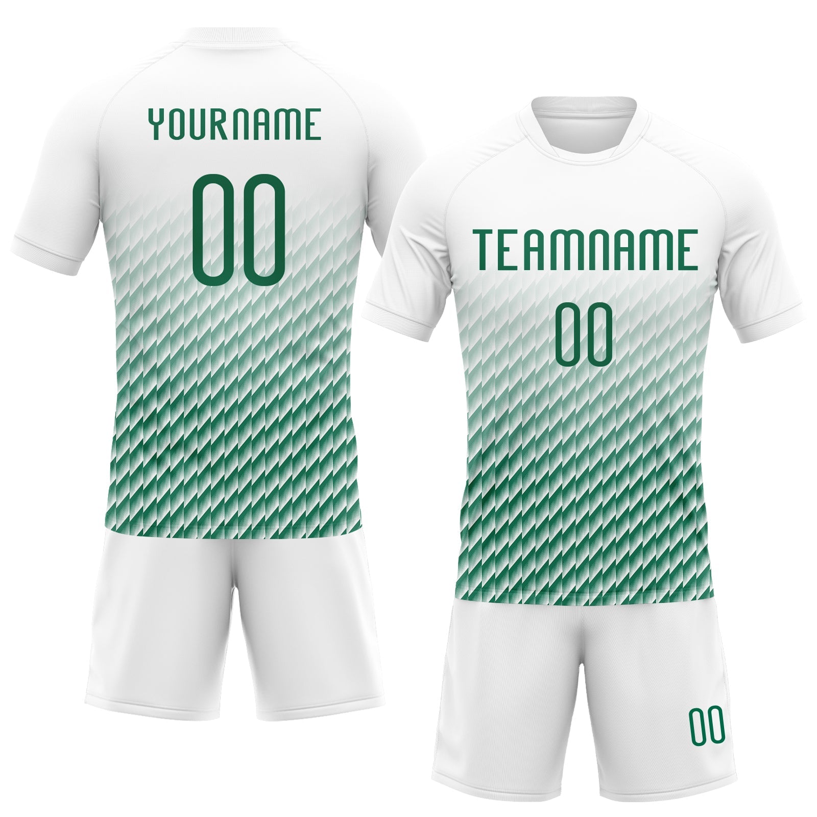 Custom White Kelly Green Geometric Shape Sublimation Volleyball Uniform Jersey view 2