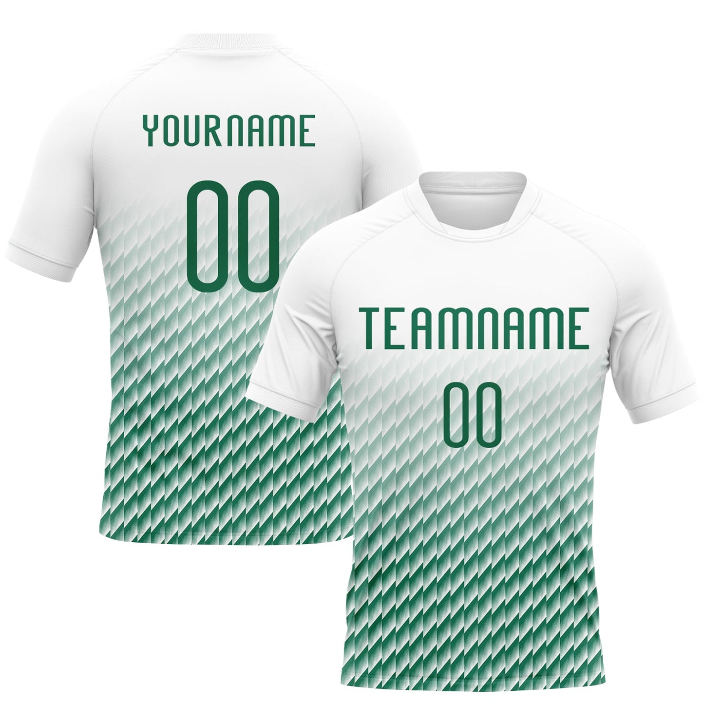 Custom White Kelly Green Geometric Shape Sublimation Volleyball Uniform Jersey - Main View