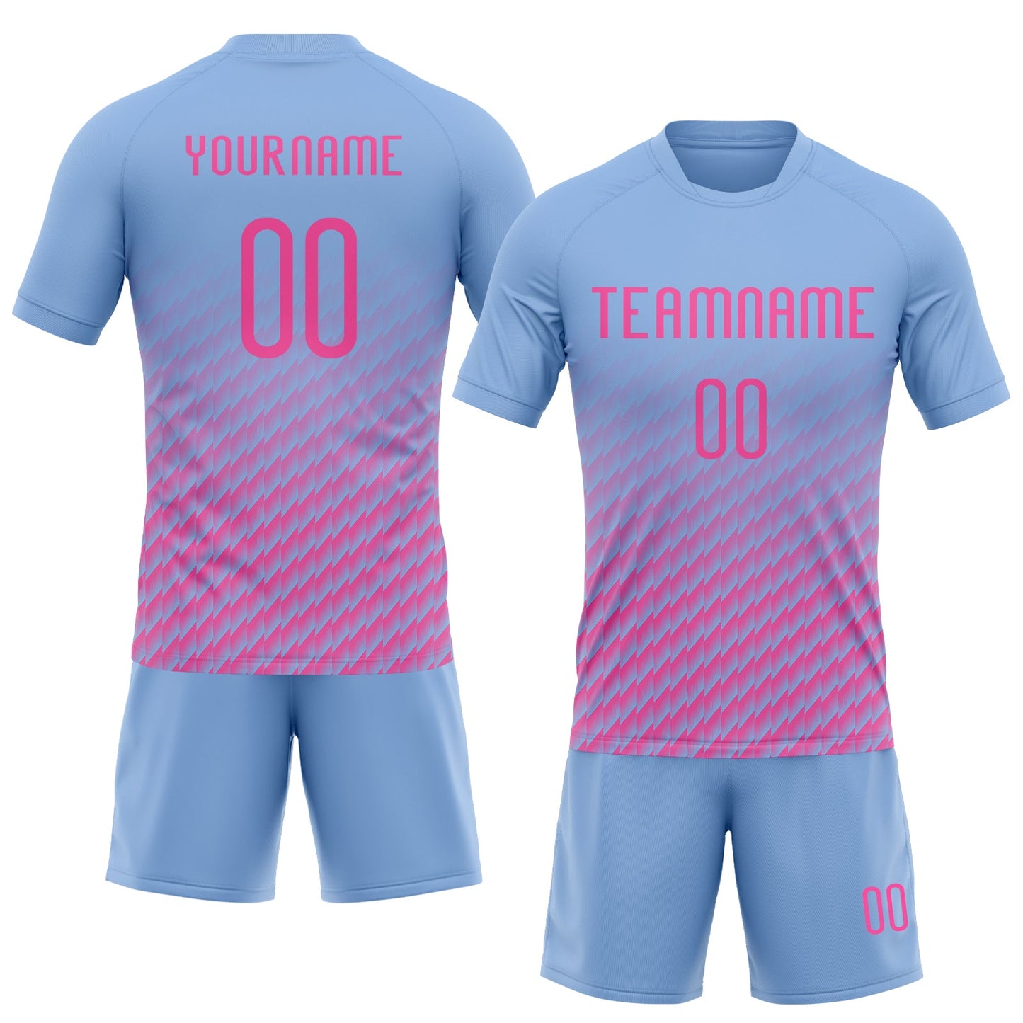 Custom Light Blue Pink Geometric Shape Sublimation Volleyball Uniform Jersey view 2