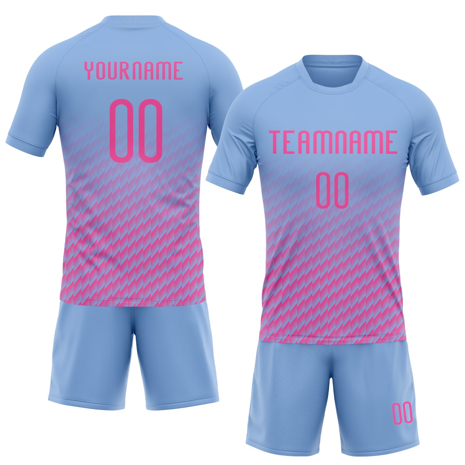 Custom Light Blue Pink Geometric Shape Sublimation Volleyball Uniform Jersey view 2
