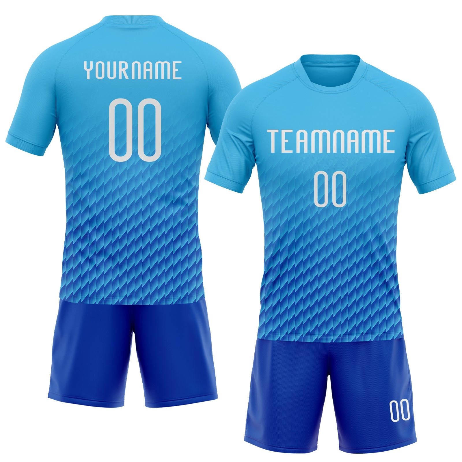 Custom Sky Blue White-Thunder Blue Geometric Shape Sublimation Volleyball Uniform Jersey view 2