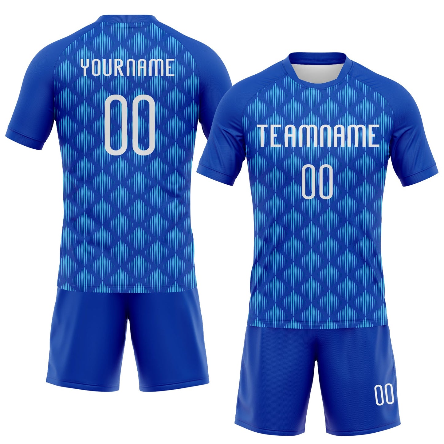 Custom Thunder Blue White-Sky Blue Geometric Shape Sublimation Volleyball Uniform Jersey view 2