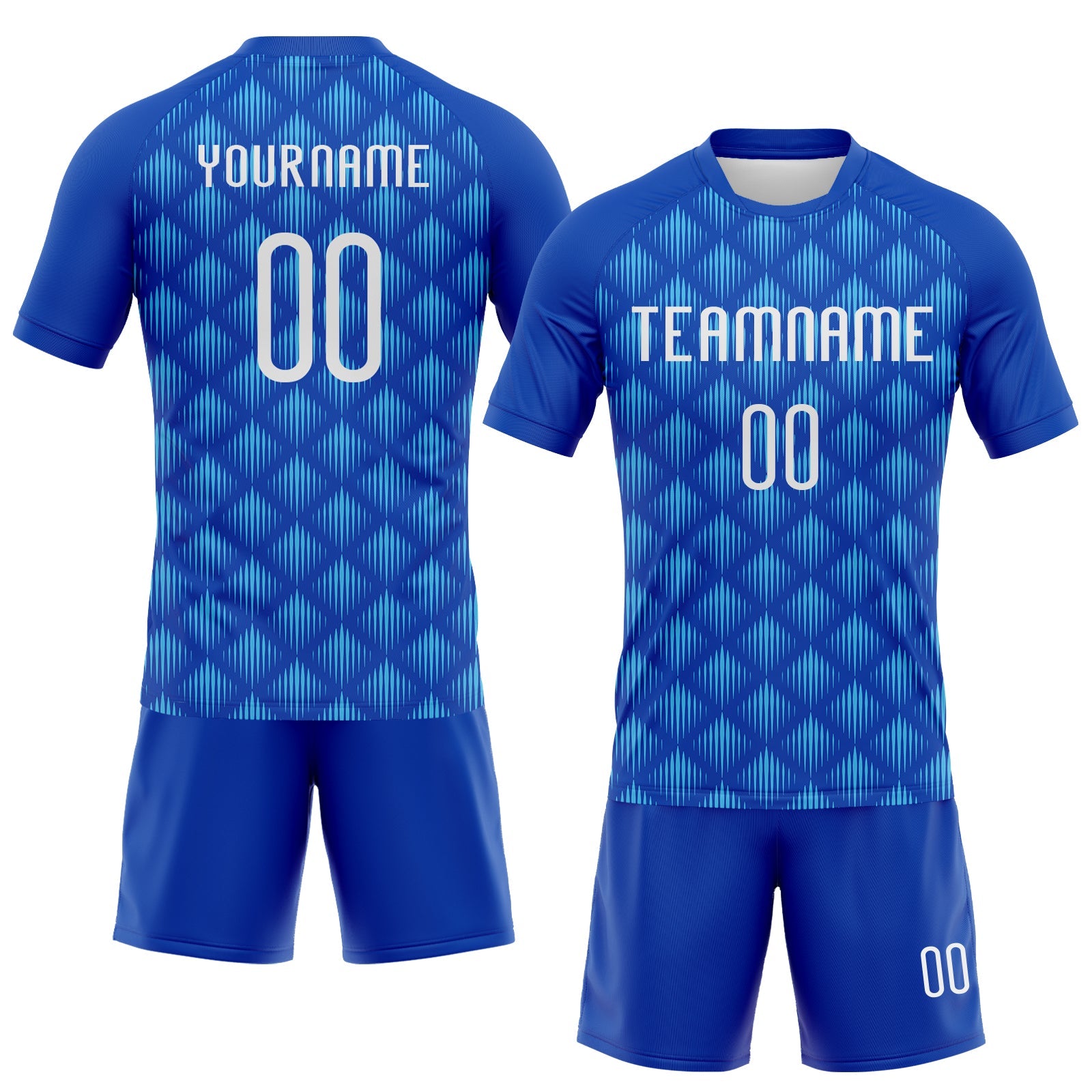 Custom Thunder Blue White-Sky Blue Geometric Shape Sublimation Volleyball Uniform Jersey view 2