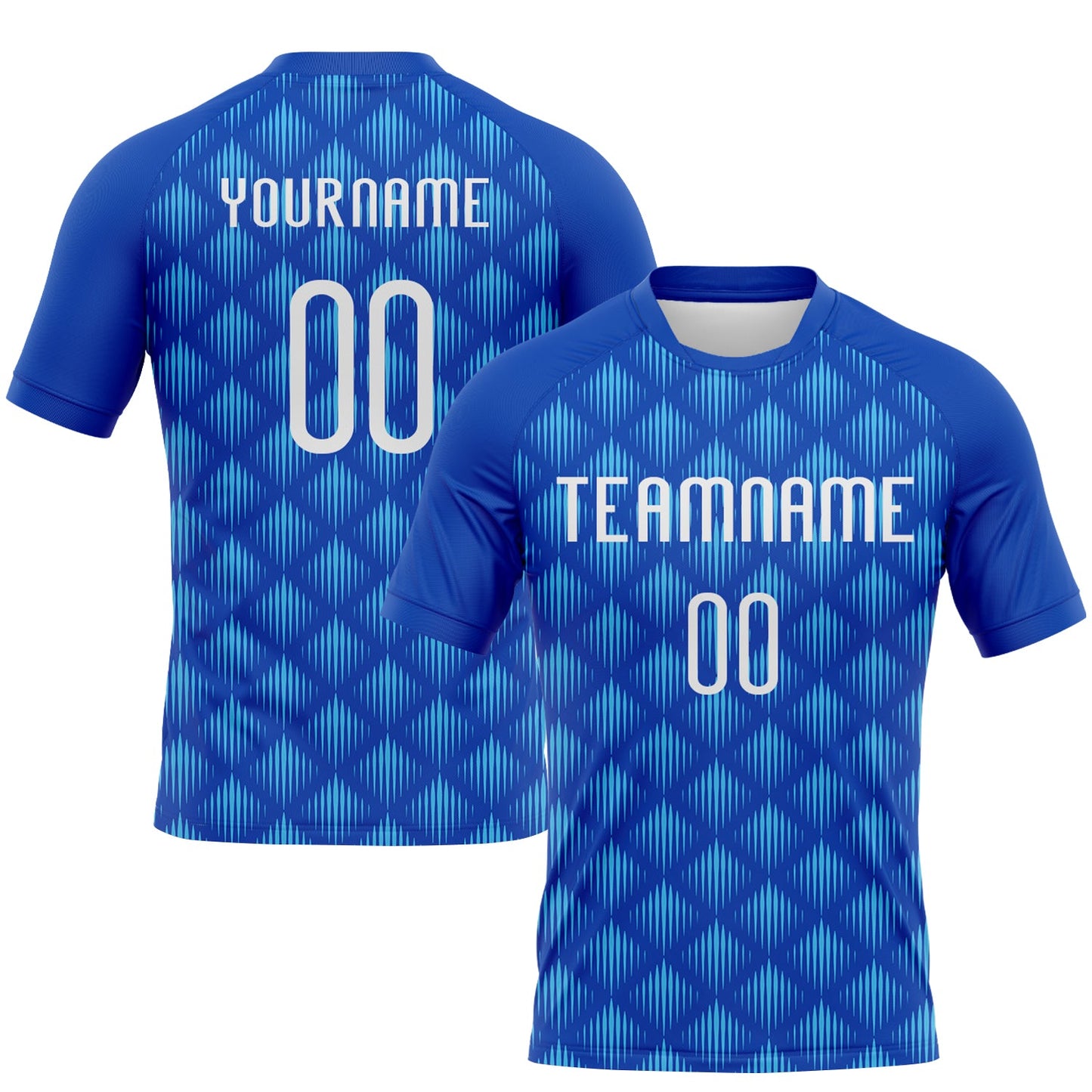 Custom Thunder Blue White-Sky Blue Geometric Shape Sublimation Volleyball Uniform Jersey - Main View