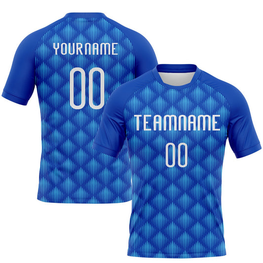 Custom Thunder Blue White-Sky Blue Geometric Shape Sublimation Volleyball Uniform Jersey - Main View