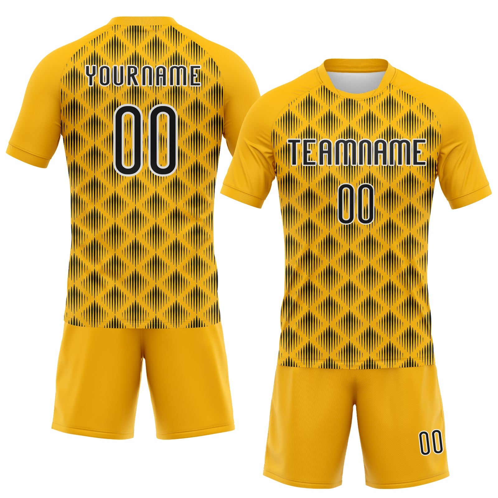Custom Gold Black-White Geometric Shape Sublimation Volleyball Uniform Jersey view 2