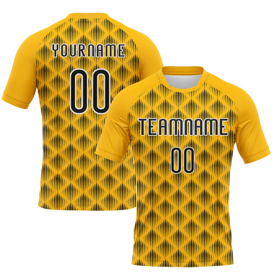Custom Gold Black-White Geometric Shape Sublimation Volleyball Uniform Jersey - Main View