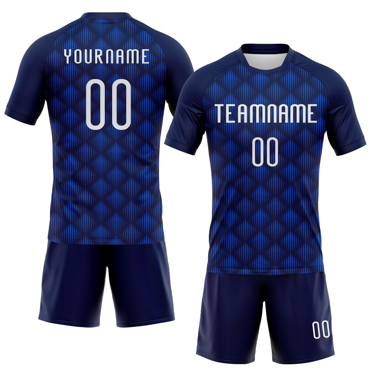 Custom Navy White-Thunder Blue Geometric Shape Sublimation Volleyball Uniform Jersey view 2