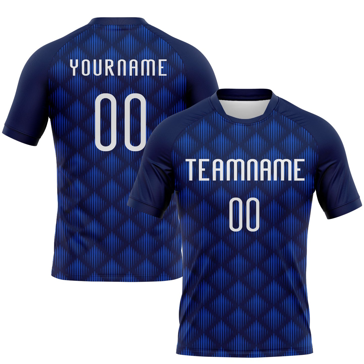 Custom Navy White-Thunder Blue Geometric Shape Sublimation Volleyball Uniform Jersey - Main View