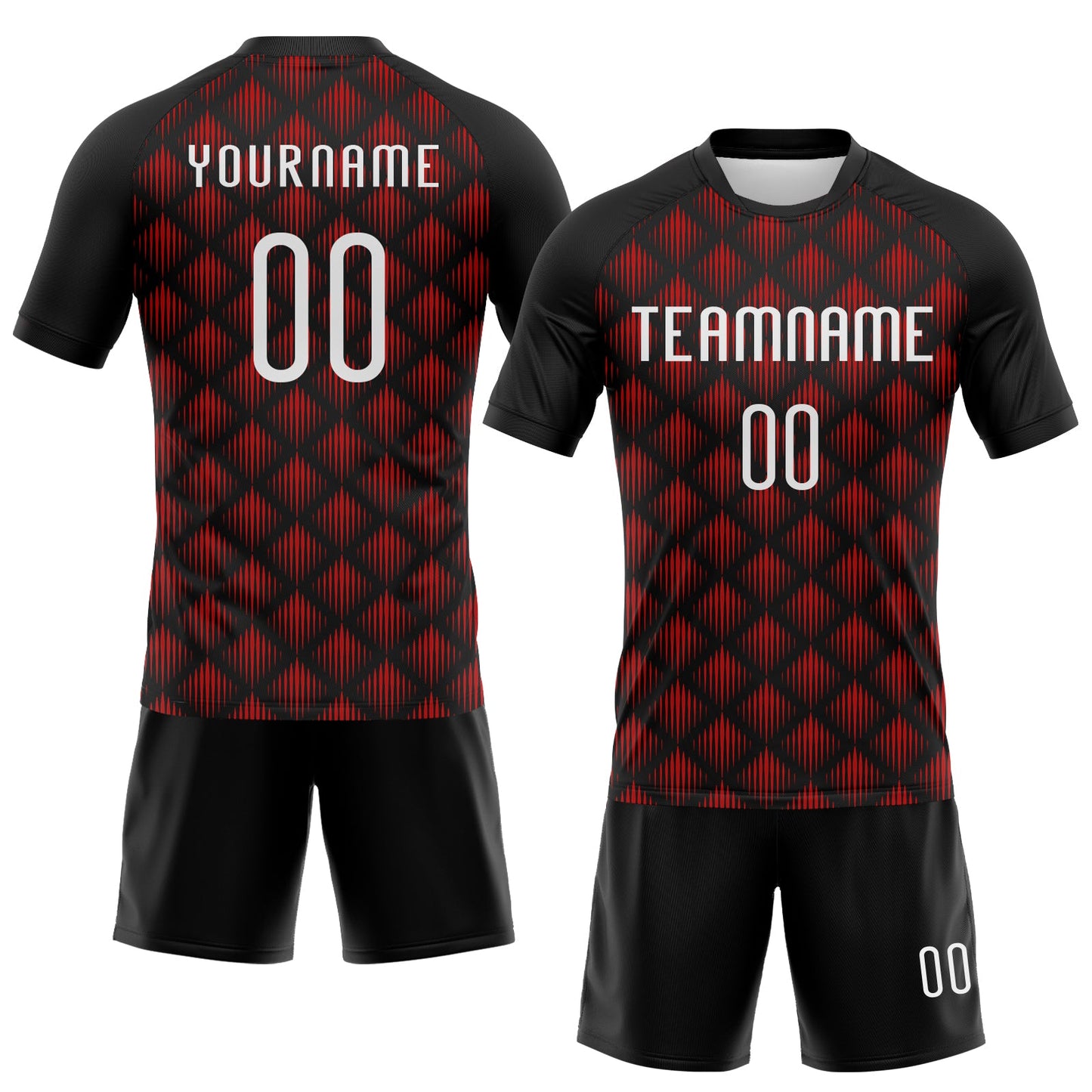 Custom Black White-Red Geometric Shape Sublimation Volleyball Uniform Jersey view 2