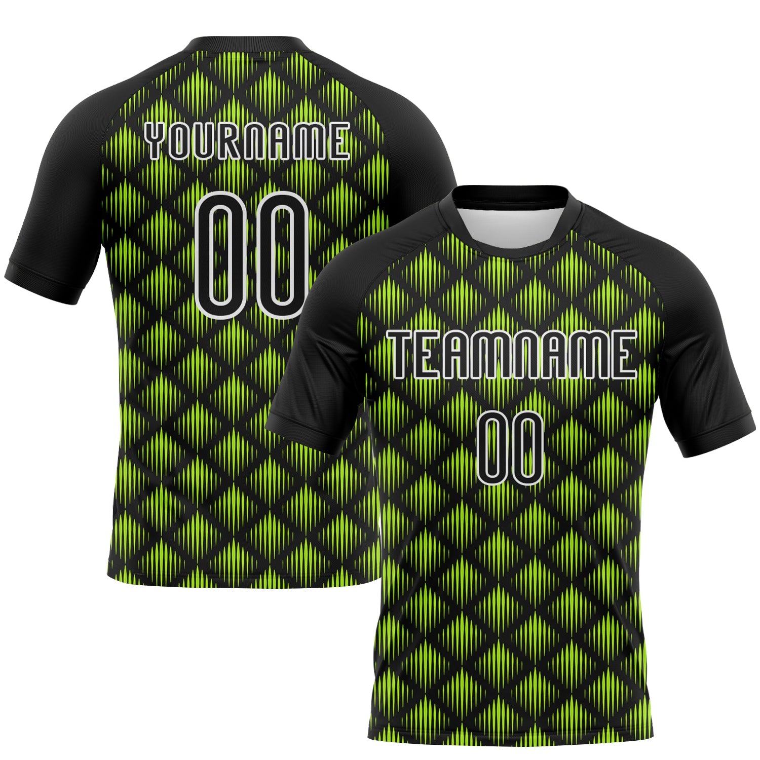 Custom Black White-Neon Green Geometric Shape Sublimation Volleyball Uniform Jersey - Main View