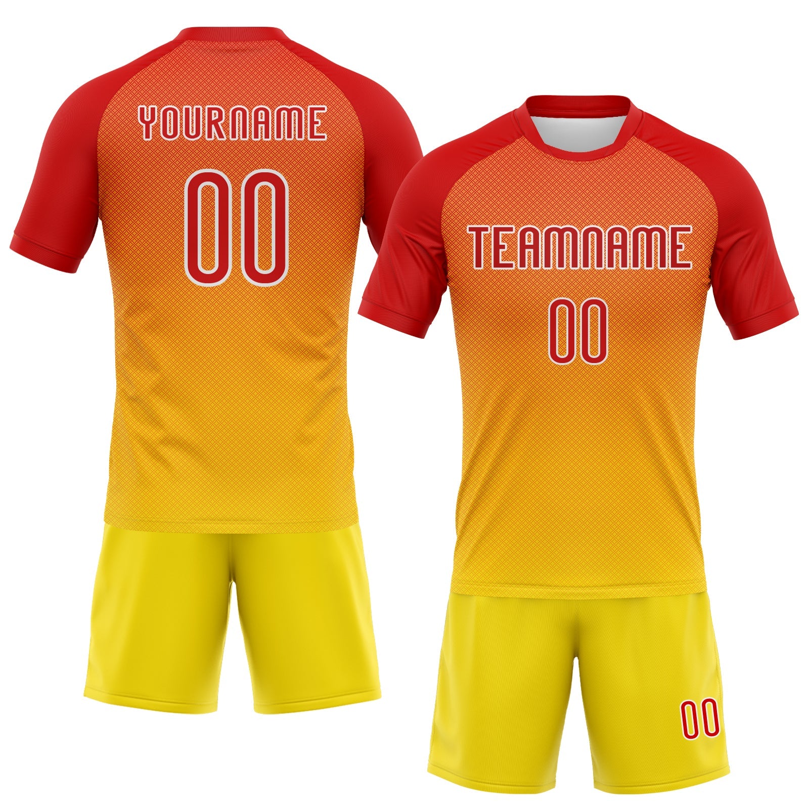 Custom Yellow Red-White Geometric Shape Sublimation Volleyball Uniform Jersey view 2
