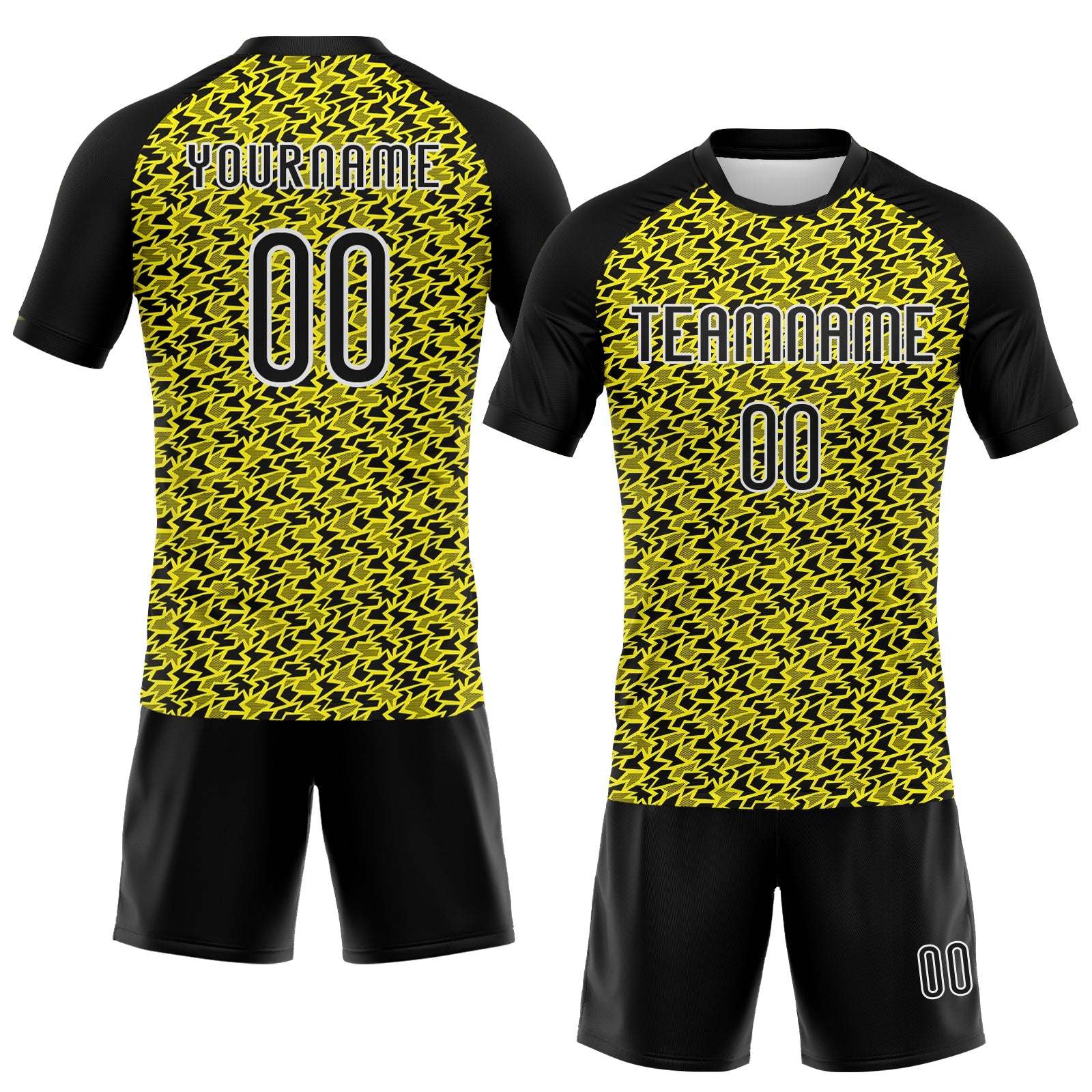Custom Light Yellow Black-White Geometric Shape Sublimation Volleyball Uniform Jersey view 2