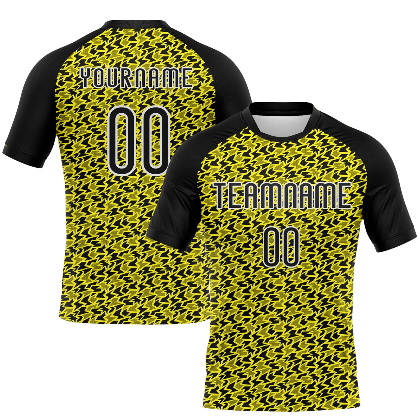 Custom Light Yellow Black-White Geometric Shape Sublimation Volleyball Uniform Jersey - Main View