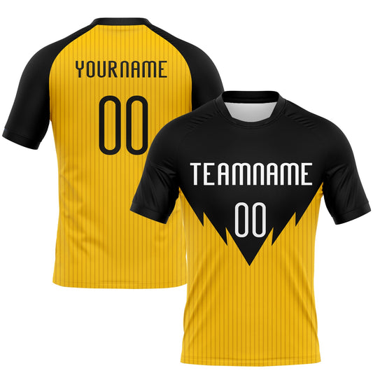 Custom Yellow White-Black Line Sublimation Volleyball Uniform Jersey - Main View