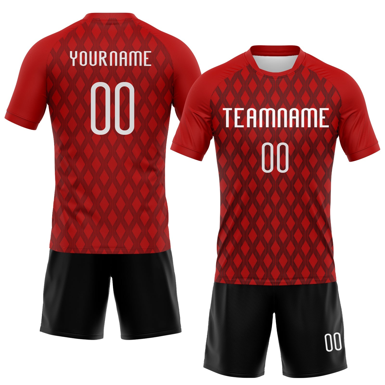 Custom Red White-Black Geometric Shape Sublimation Volleyball Uniform Jersey view 2