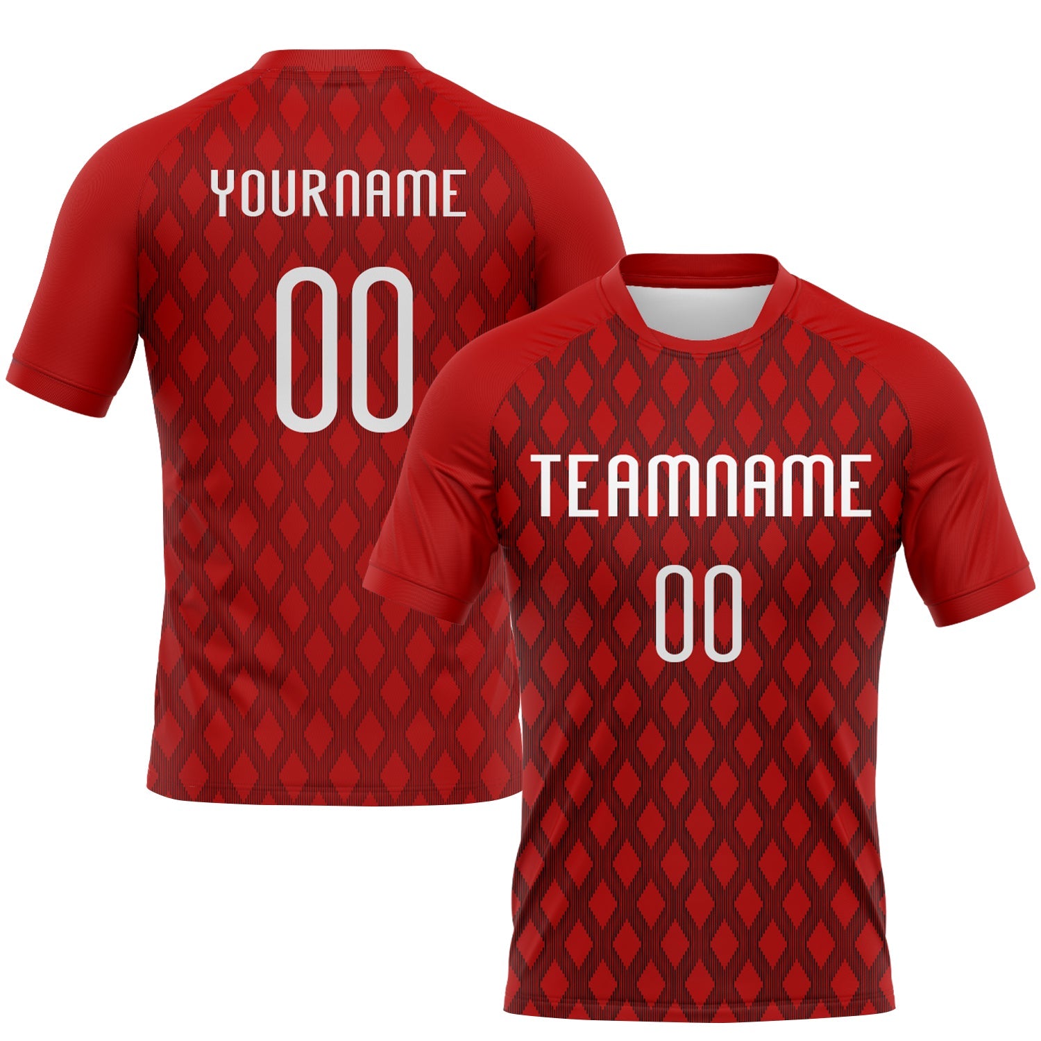 Custom Red White-Black Geometric Shape Sublimation Volleyball Uniform Jersey - Main View
