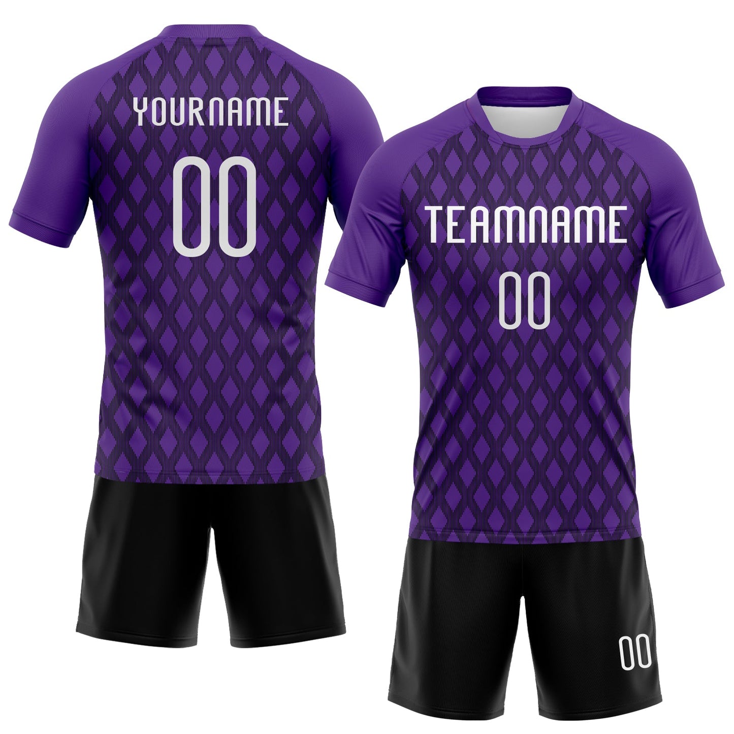Custom Purple White-Black Geometric Shape Sublimation Volleyball Uniform Jersey view 2