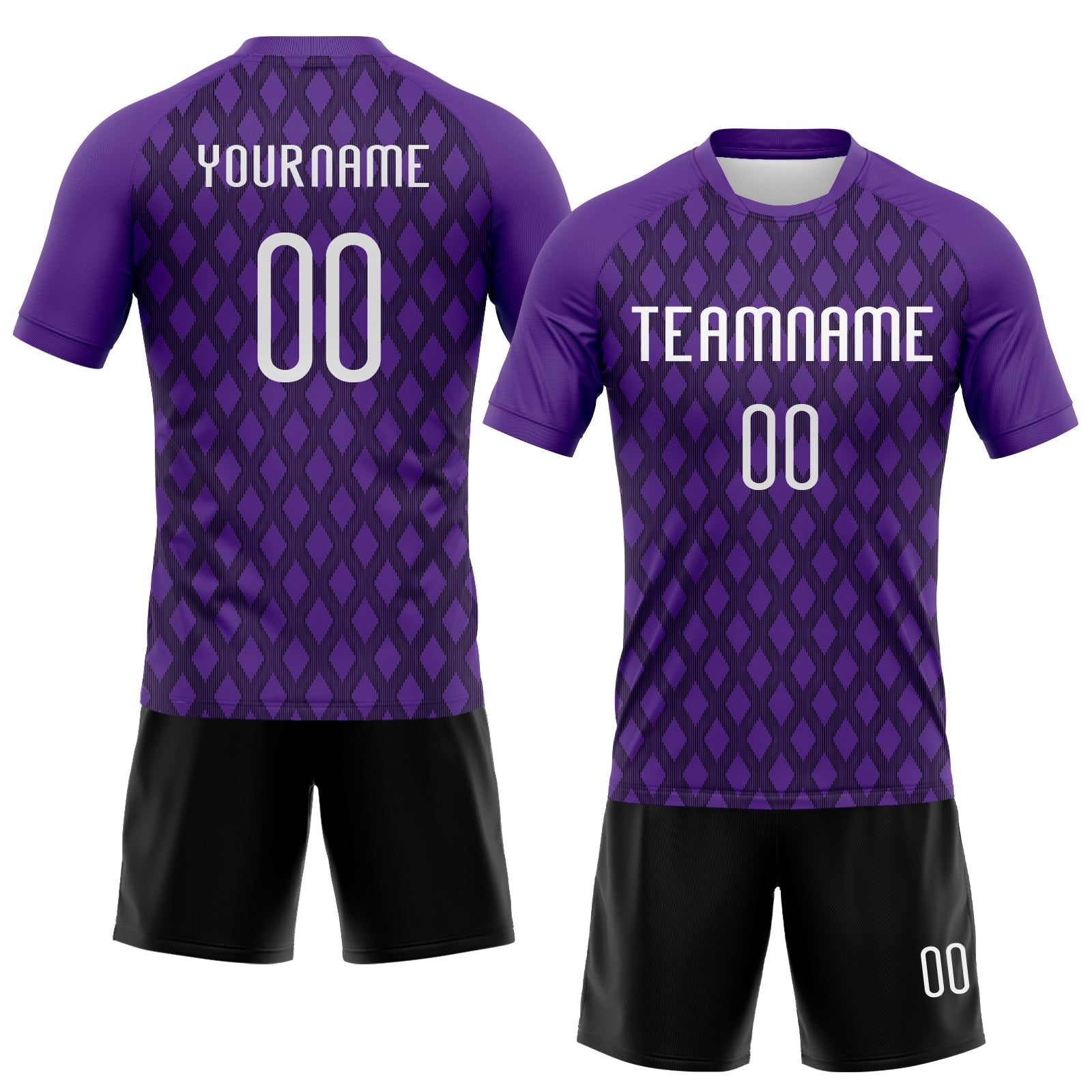 Custom Purple White-Black Geometric Shape Sublimation Volleyball Uniform Jersey view 2