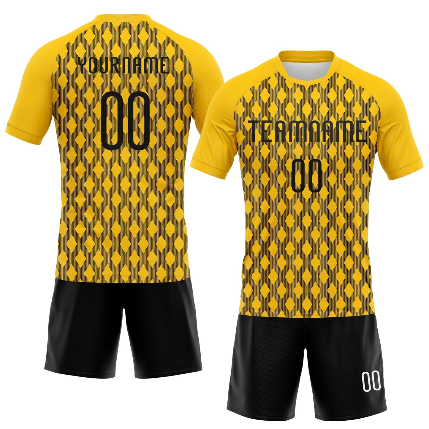 Custom Yellow Black-White Geometric Shape Sublimation Volleyball Uniform Jersey view 2