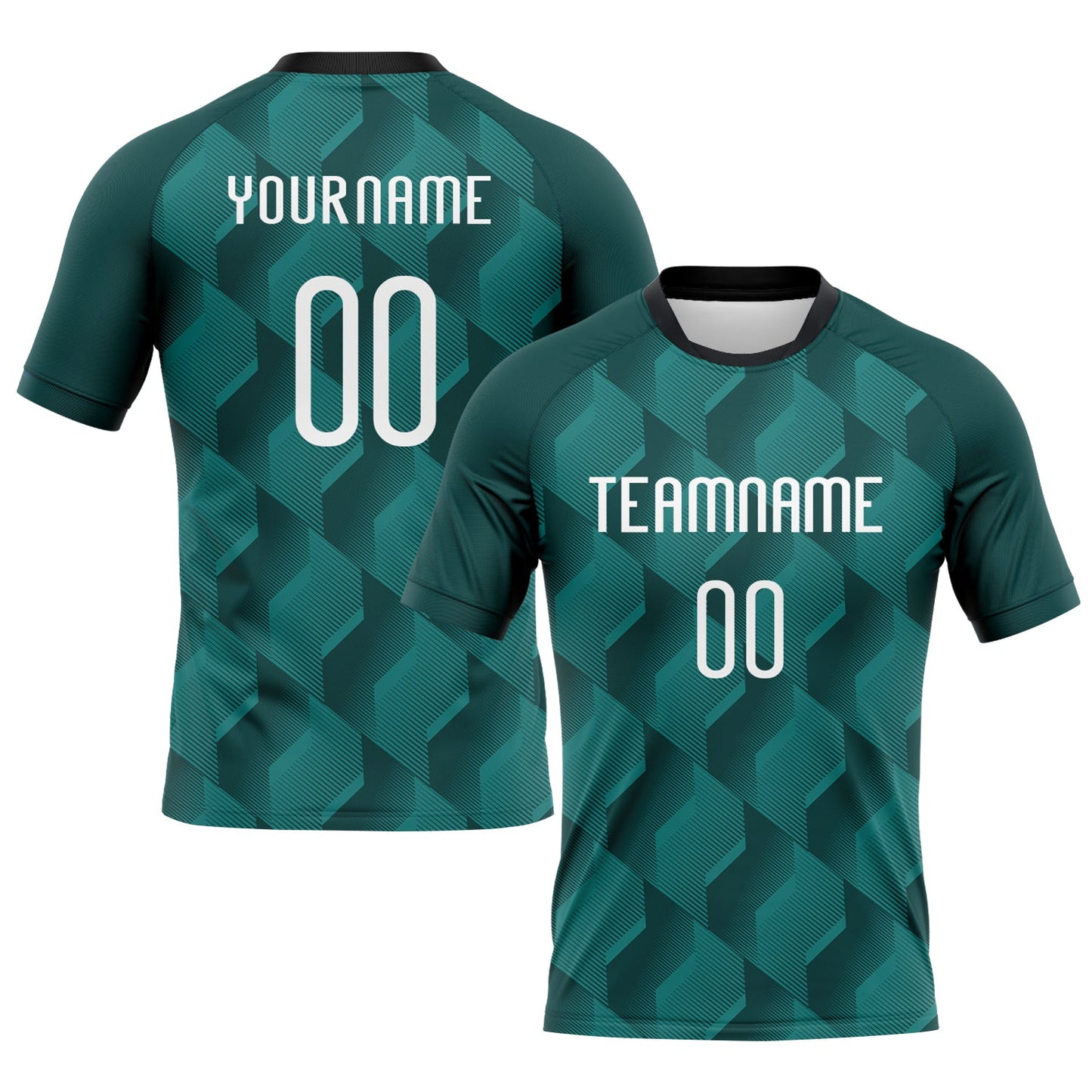 Custom Midnight Green White-Black Geometric Shape Sublimation Volleyball Uniform Jersey - Main View