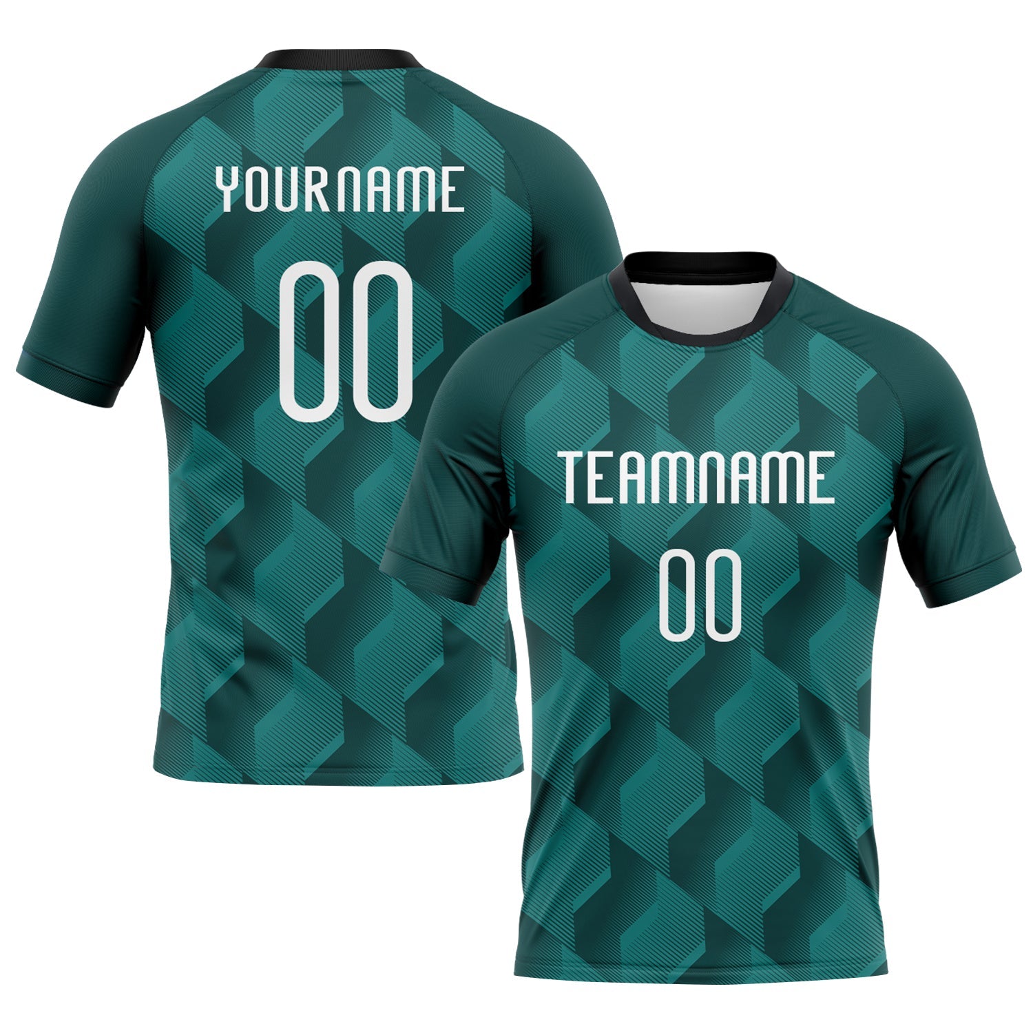 Custom Midnight Green White-Black Geometric Shape Sublimation Volleyball Uniform Jersey - Main View