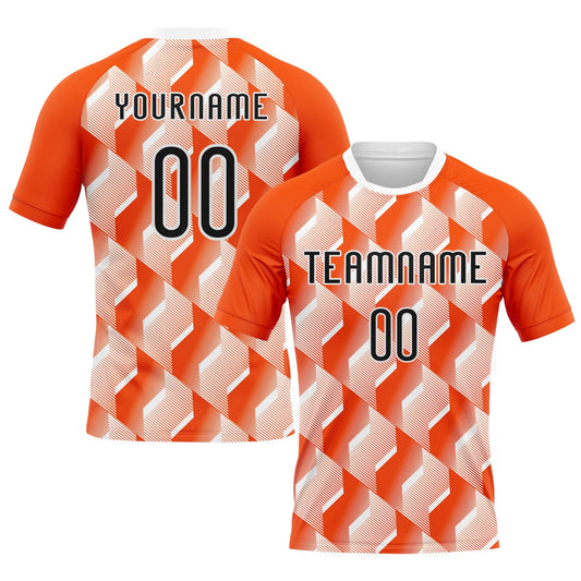 Custom Orange Black-White Geometric Shape Sublimation Volleyball Uniform Jersey - Main View