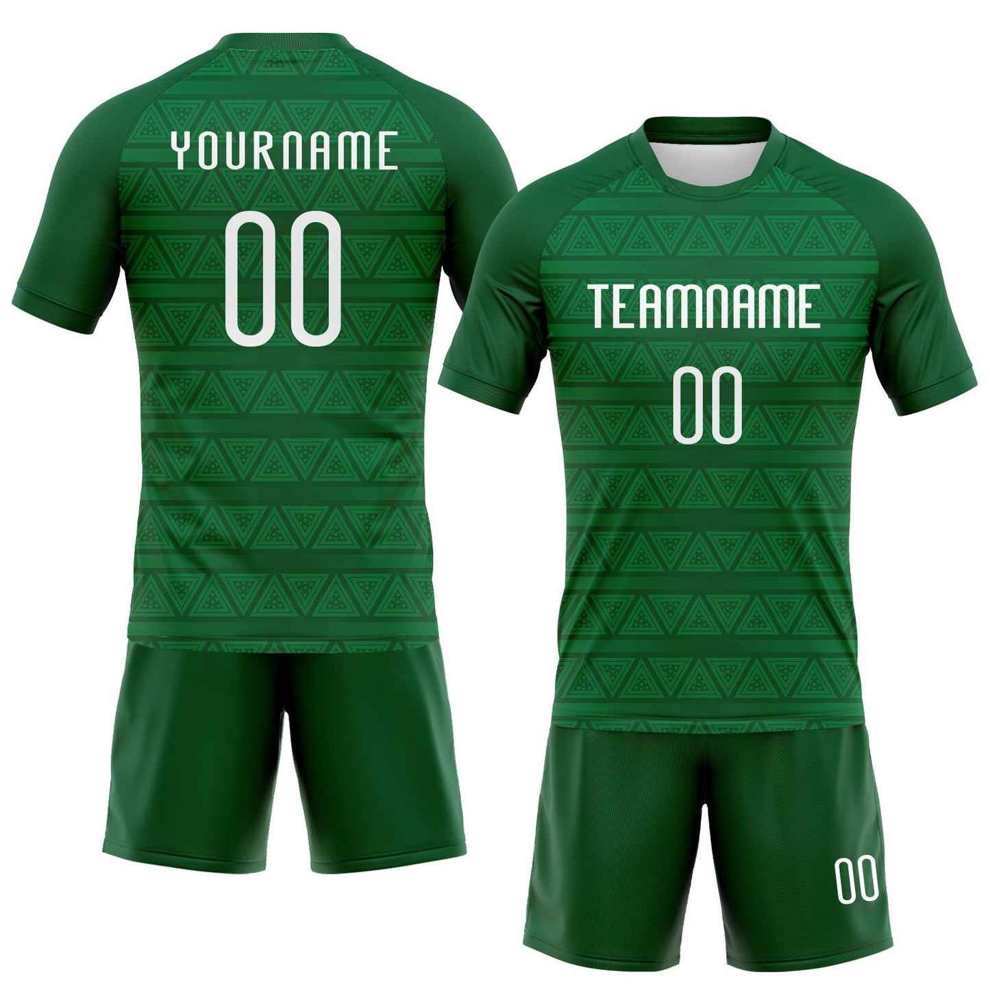 Custom Kelly Green White Geometric Shape Sublimation Volleyball Uniform Jersey view 2