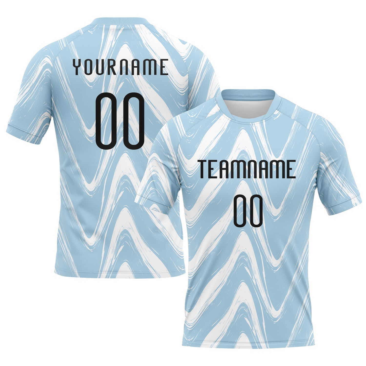Custom Light Blue Black-White Fluid Sublimation Volleyball Uniform Jersey - Main View