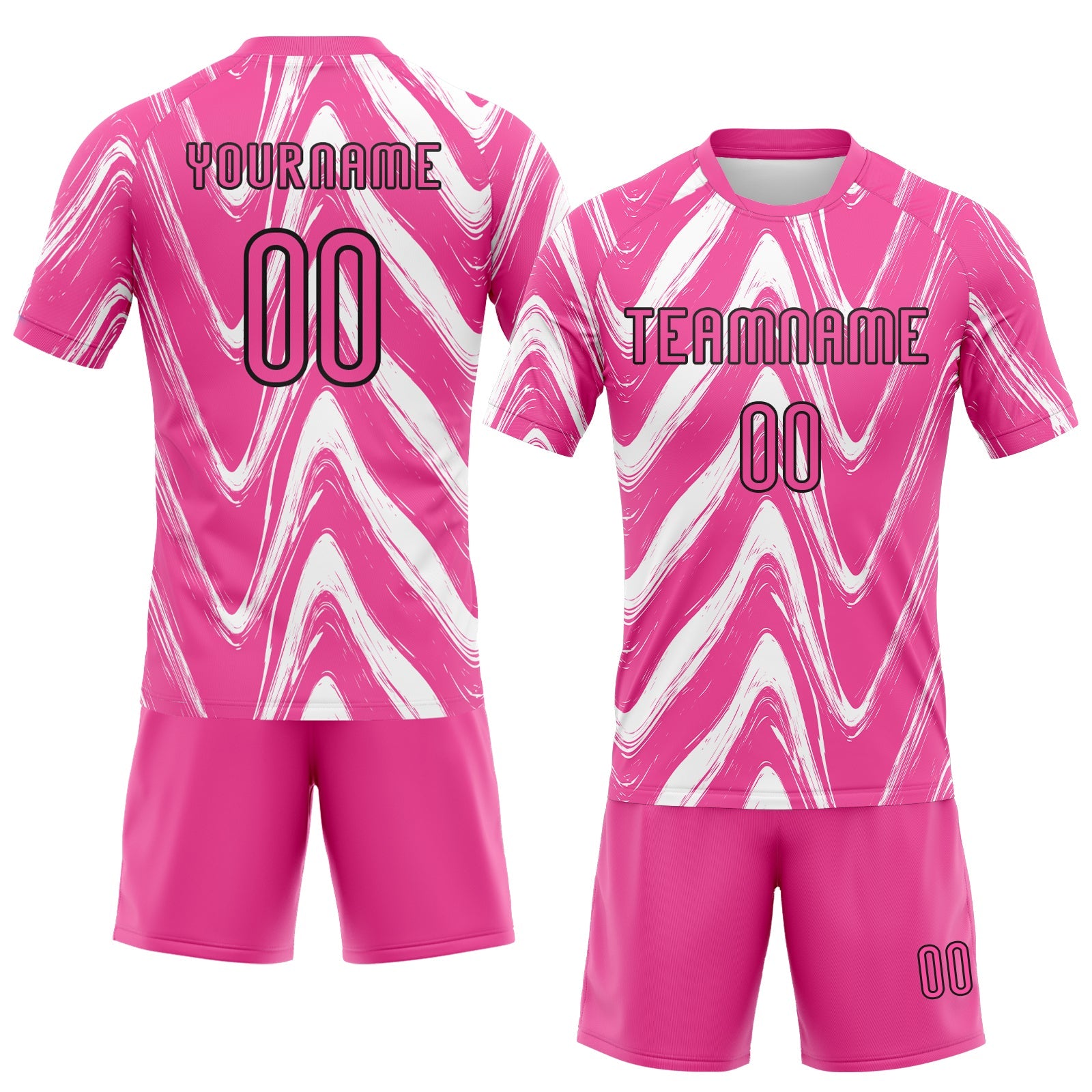 Custom Pink Black-White Fluid Sublimation Volleyball Uniform Jersey view 2